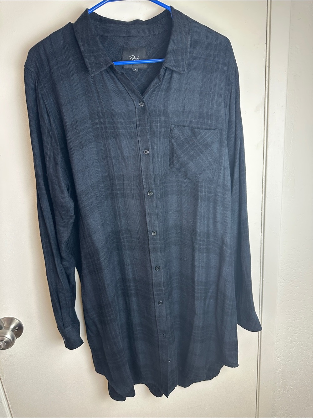 Rails women’s Long-Sleeve Black Plaid Button-Up dress